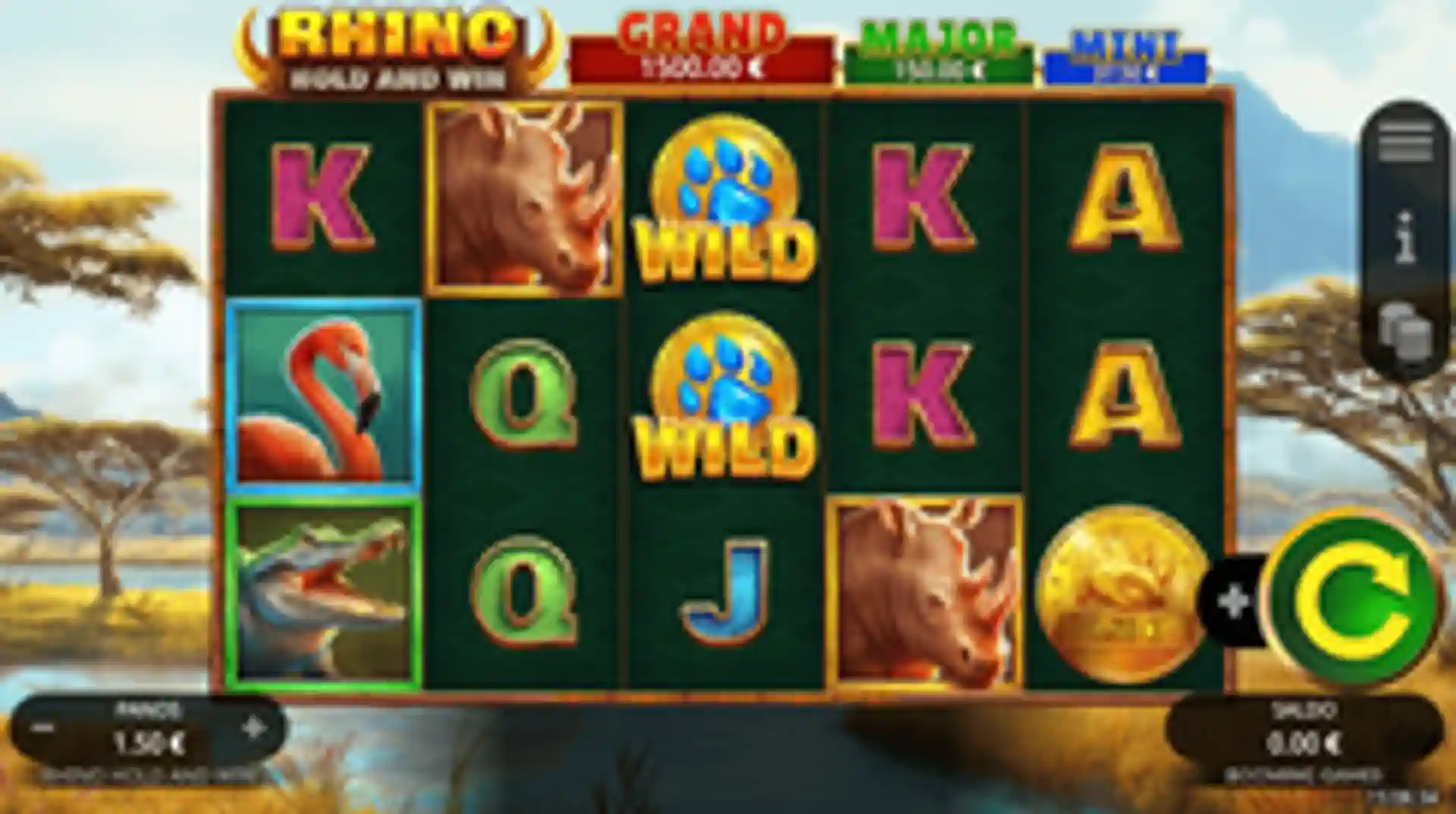 Rhino Hold and Win gameplay