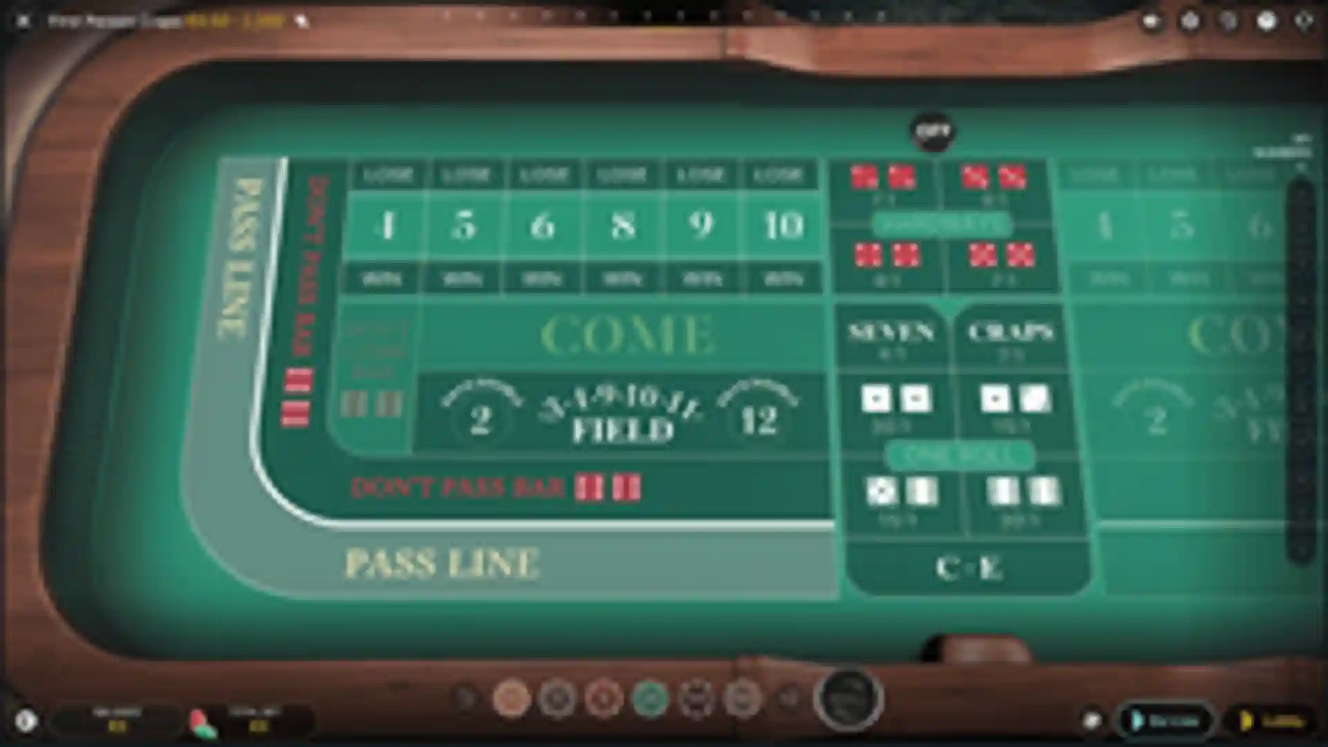 First Person Craps gameplay
