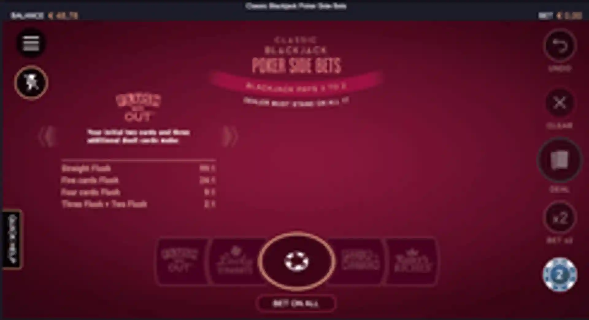 Classic Blackjack Poker Side Bets gameplay