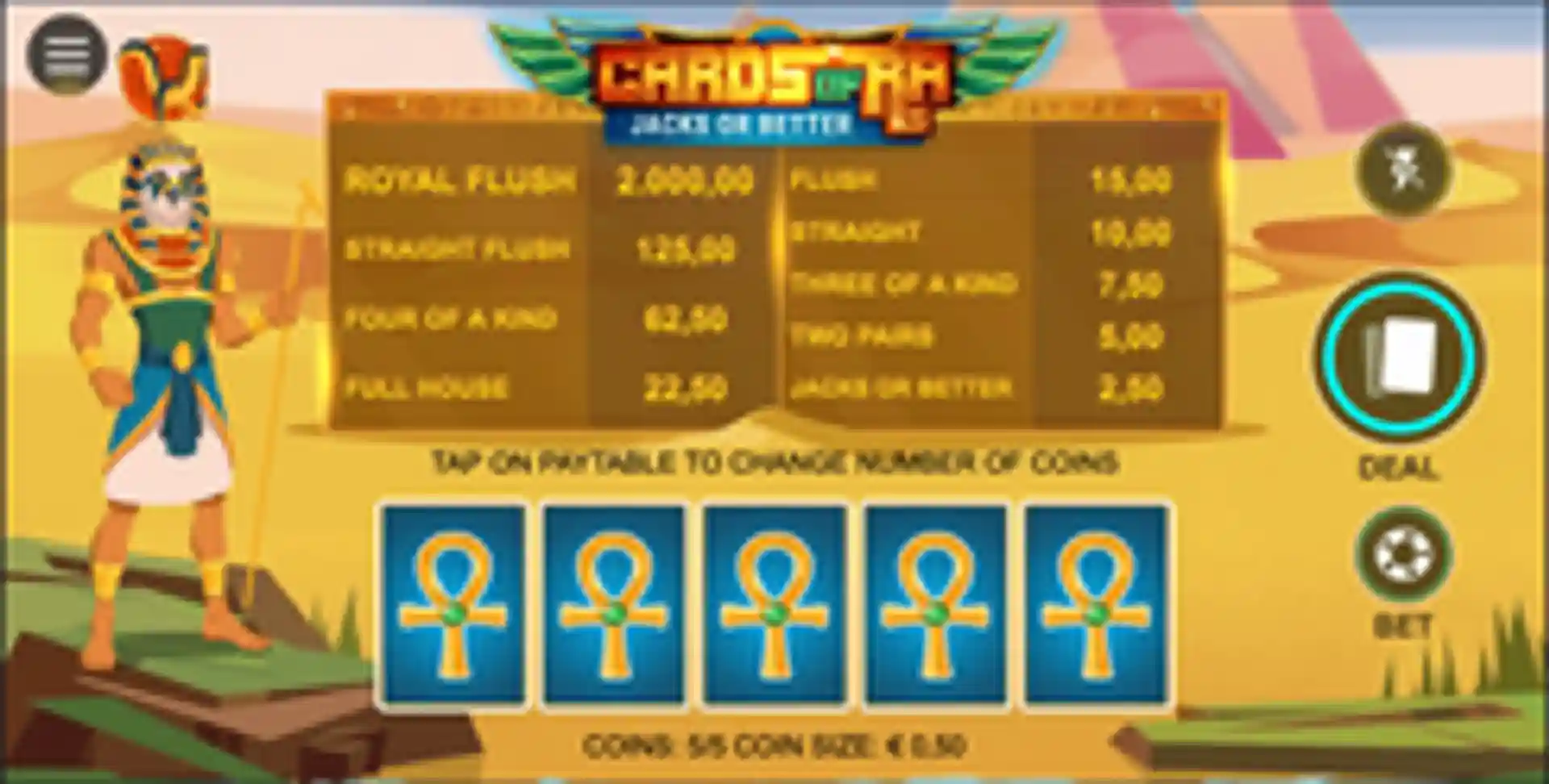 Cards of Ra Jacks or Better gameplay