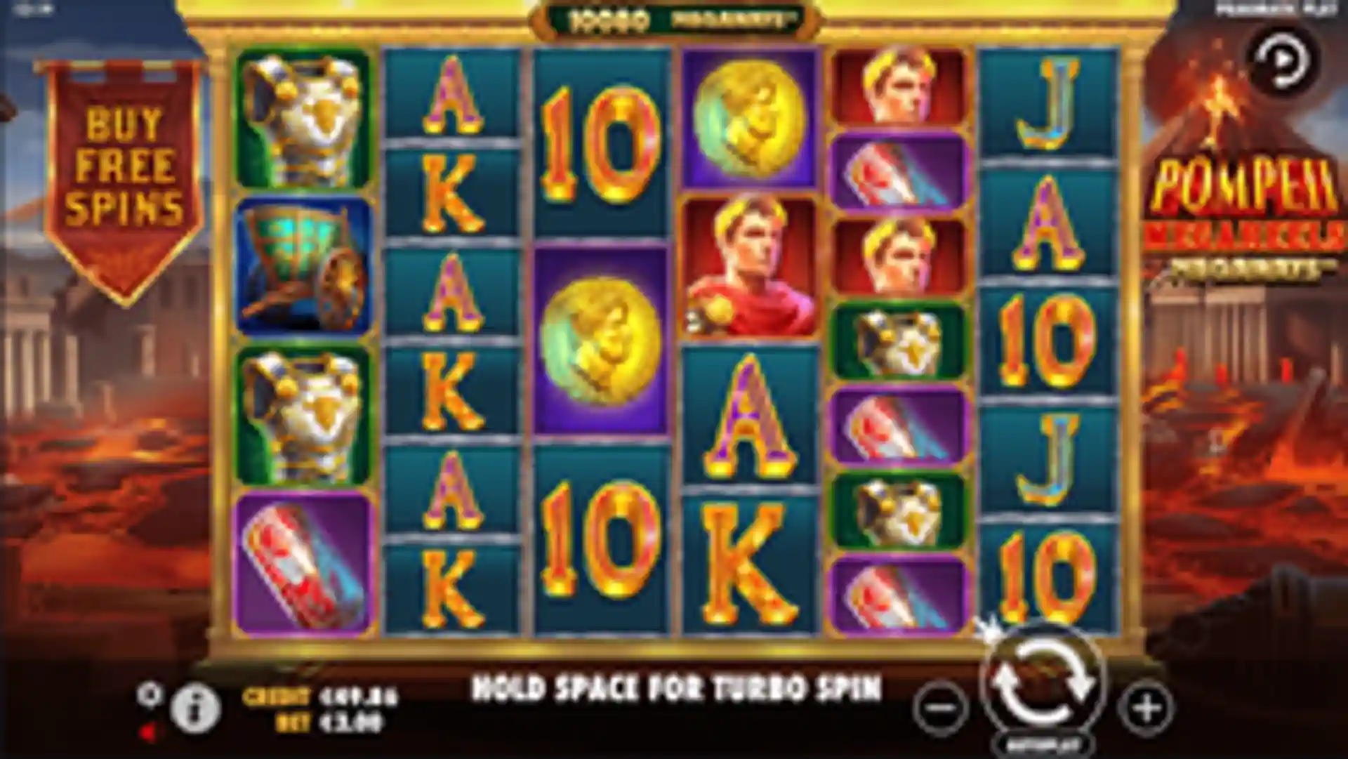 Pompeii Megareels Megaways gameplay