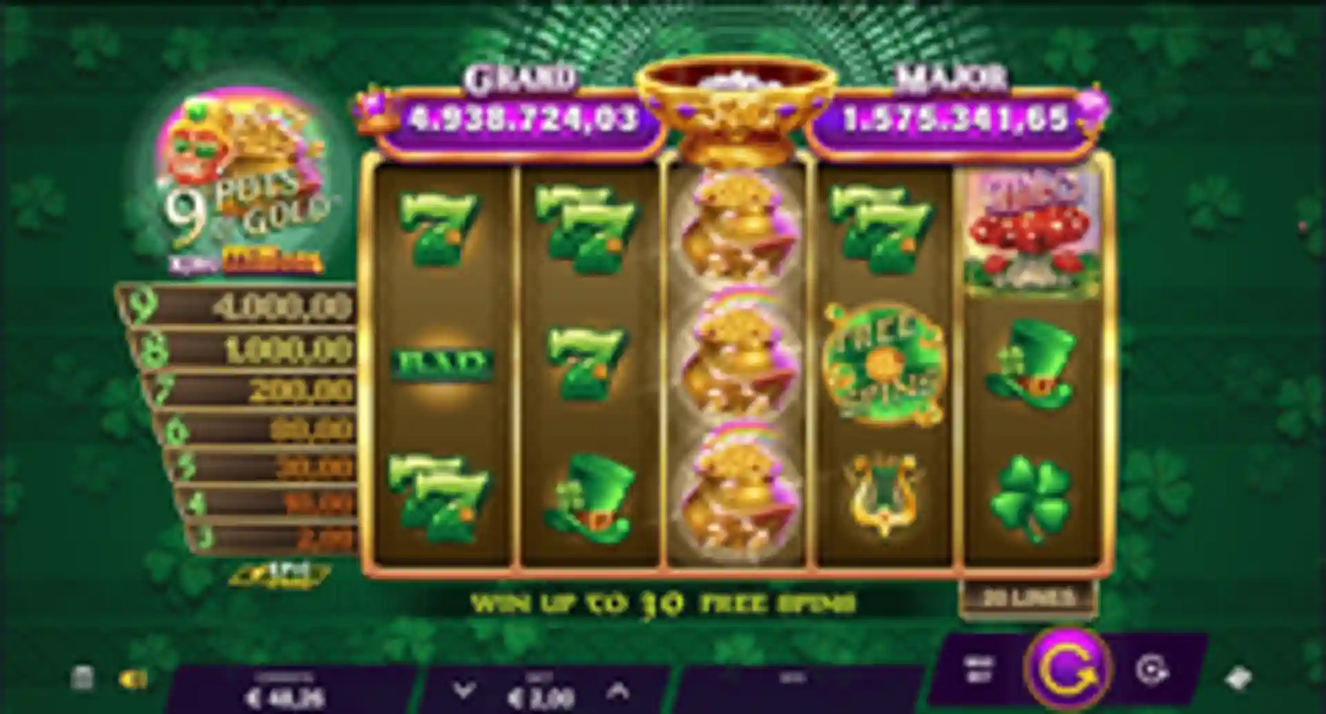 9 Pots of Gold King Millions gameplay