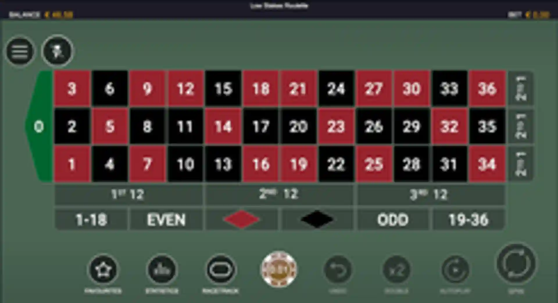 Low Stakes Roulette gameplay
