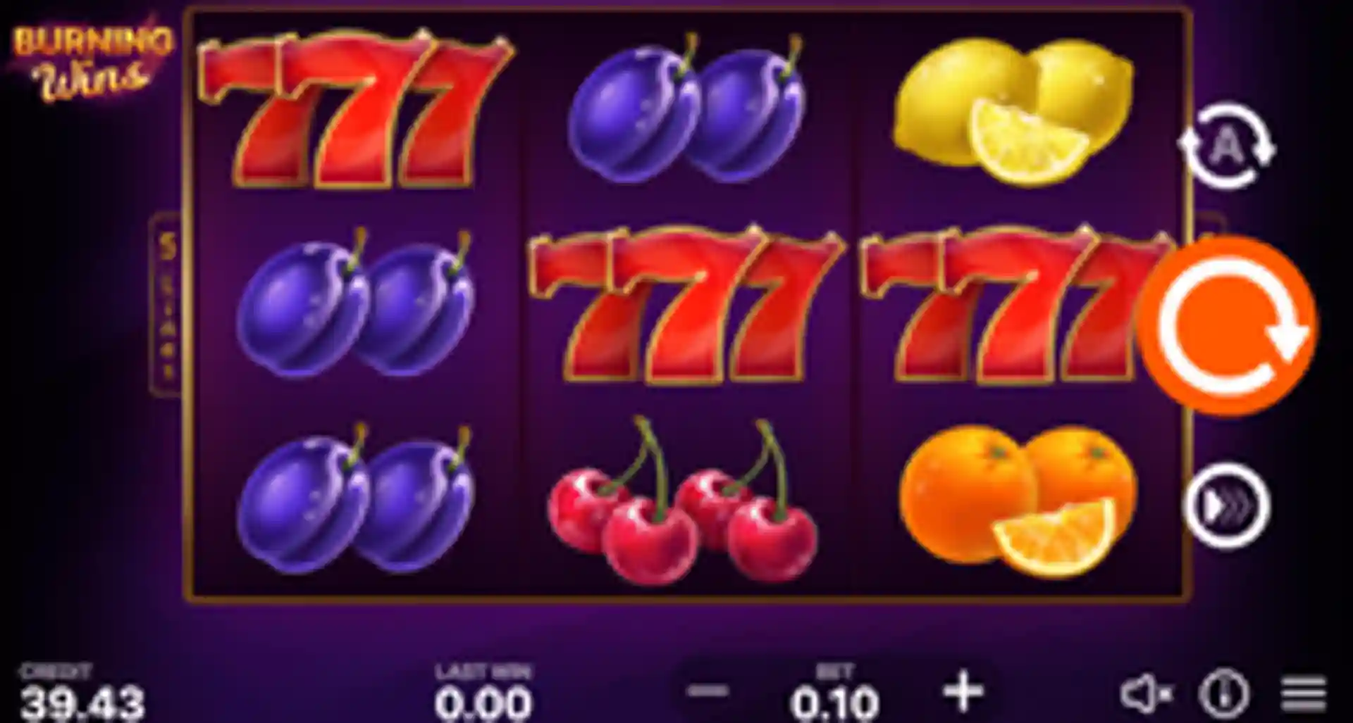 Burning Wins: classic 5 lines gameplay