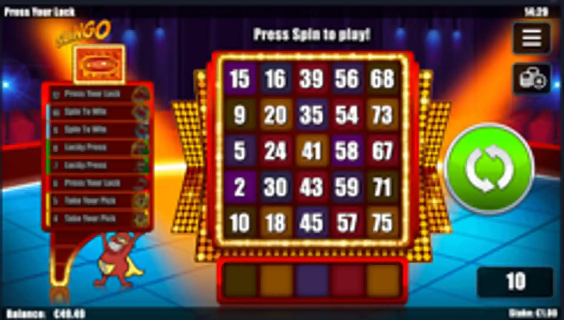 Slingo Press Your Luck